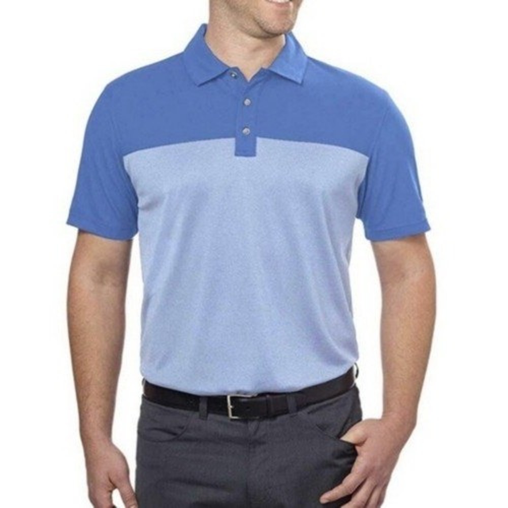 Bolle Mens XL Blue Colorblock Performance Golf Polo Shirt Short Sleeve Pique